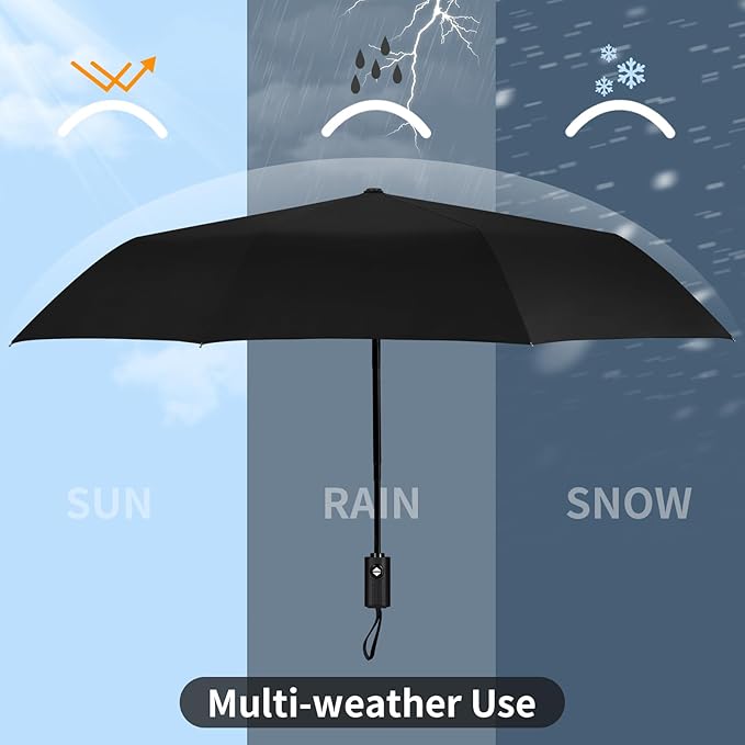 Yoobure Windproof Travel Umbrella - Automatic Umbrellas for Rain, Compact Folding Umbrella with UV Protection, Lightweight Portable Design for Backpack/Walking/Car, Sun & Storm Ready