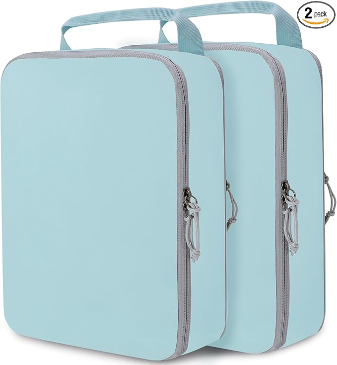 Extra Large Compression Packing Cubes for Travel Essentials, 2 Set Expandable Travel Cubes for Packing Compression Bags Luggage Suitcase Organizer, Blue