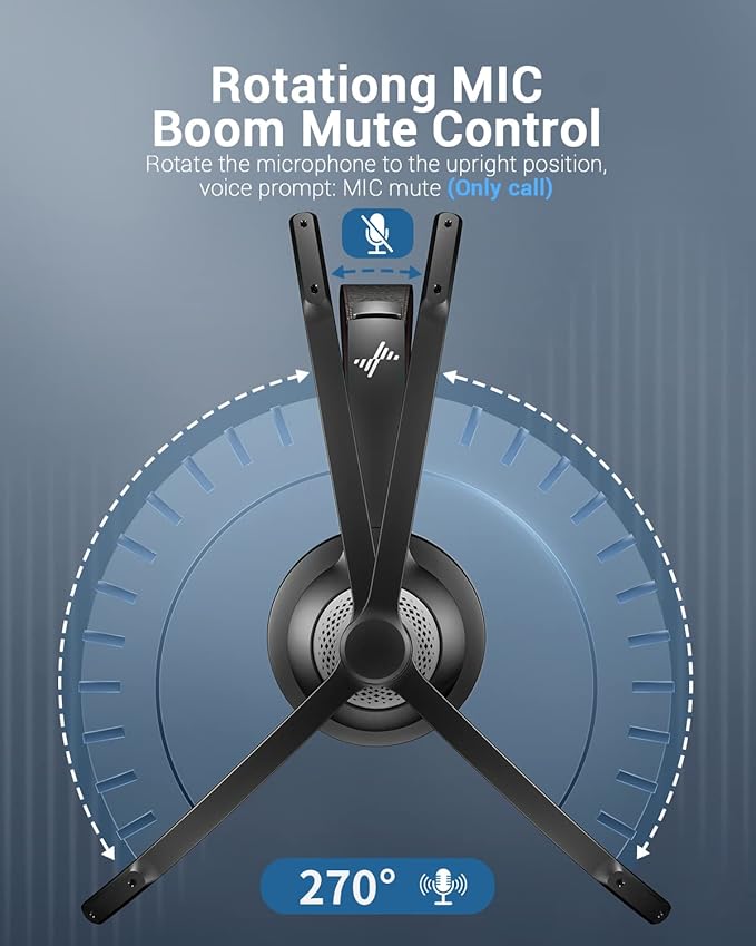 Wireless Headset with Mic for Work, Bluetooth V5.2 Headphones with AI Noise Cancelling Microphone, USB Dongle, Clear Calls & Mic Mute, for Laptop, PC, iPhone & Android Phones