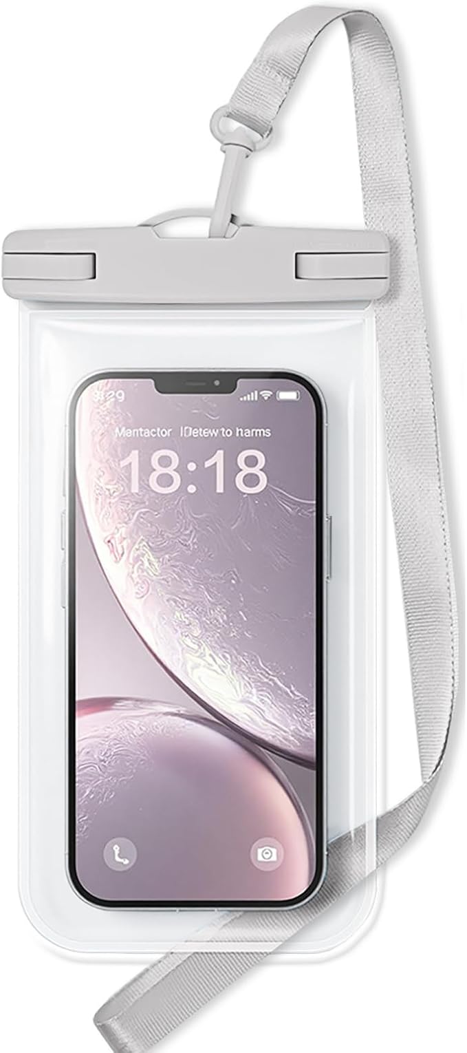 1/2 Pack Waterproof Phone Pouch Compatible with iPhone 17 16 15 Pro Max & Galaxy S24+/S23 7in Waterproof Phone Case with Lanyard,IPX8 Beach Travel Must Haves,Beach Essentials,Light Grey,1 Pack