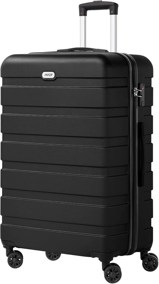 AnyZip Luggage PC ABS Hardside Lightweight Suitcase with 4 Universal Wheels TSA Lock Checked-Large 28 Inch Black