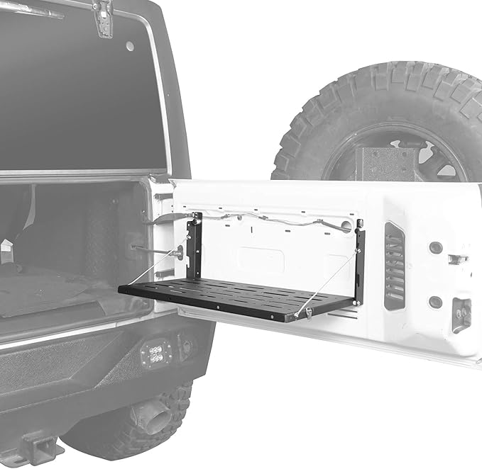 Hooke Road JK Wrangler Tailgate Table Metal Storage Rack Foldable Cargo Shelf for 2007-2018 Jeep Wrangler JK & Unlimited