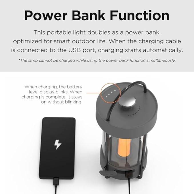 CLAYMORE Selene Lamp (White) - Aesthetic Portable Outdoor Lantern for Glamping, Camping, Events, Parties & Tents. USB-C Charging, Power Bank Function, Up to 55 Hours Battery Life, 3 Light Modes.