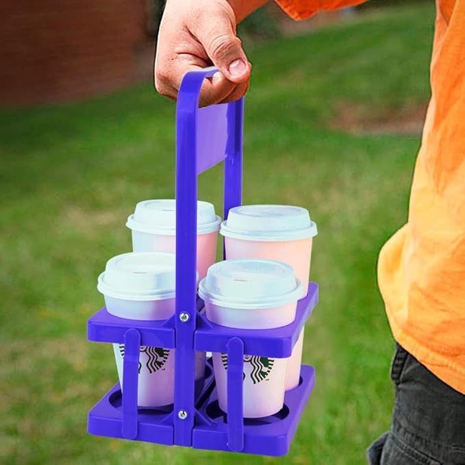 musbus Reusable Drink Carrier with Handle for Delivery Drivers, Portable Cup/Coffee Holder Accessories for Delivery, Foldable Drinks Caddy with Tray, Car Durable Plastic Festive Bottle, Vacation
