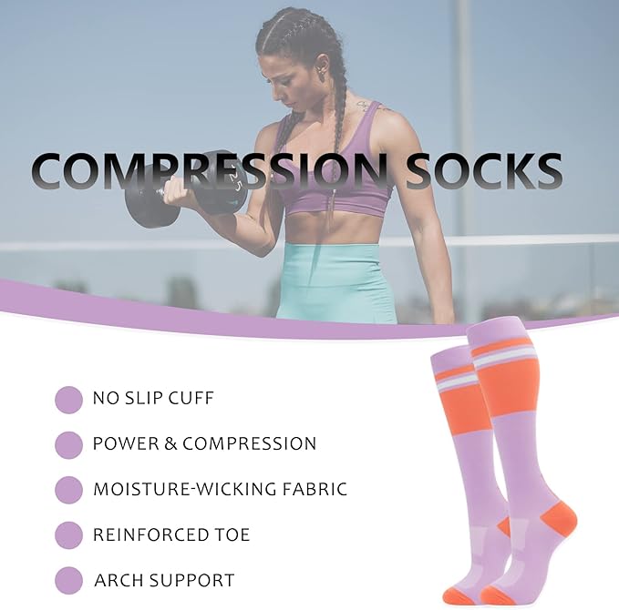 fenglaoda Compression Socks for Women Men 3 Pairs Graduated Compression Support Circulation Socks for Nurses
