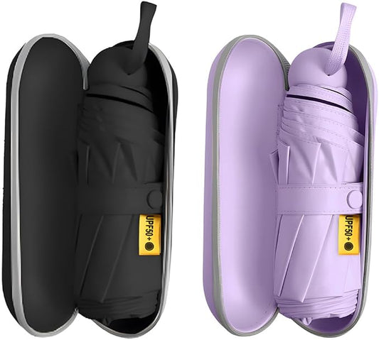 TOPSAIL Mini Umbrella Compact for Travel, UV Sun Protection(UPF50+), Waterproof for Light Rain, Suitable for Women & Kids With a Case, Manual 6k Folding Small Pocket Size Ufor Backpack/Purse