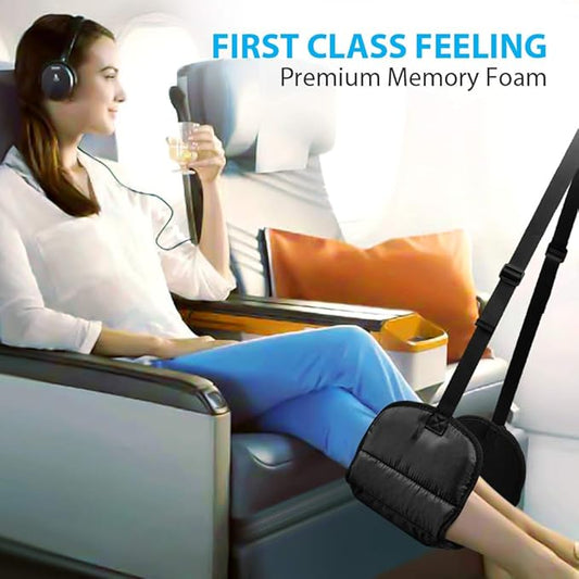 Airplane Footrest Made with Premium Memory Foam - Airplane Travel Foot Hammock, No Clashing Foot Hammock & Portable Plane Leg Rest, Provides Relaxation and Comfortable for Long Flight