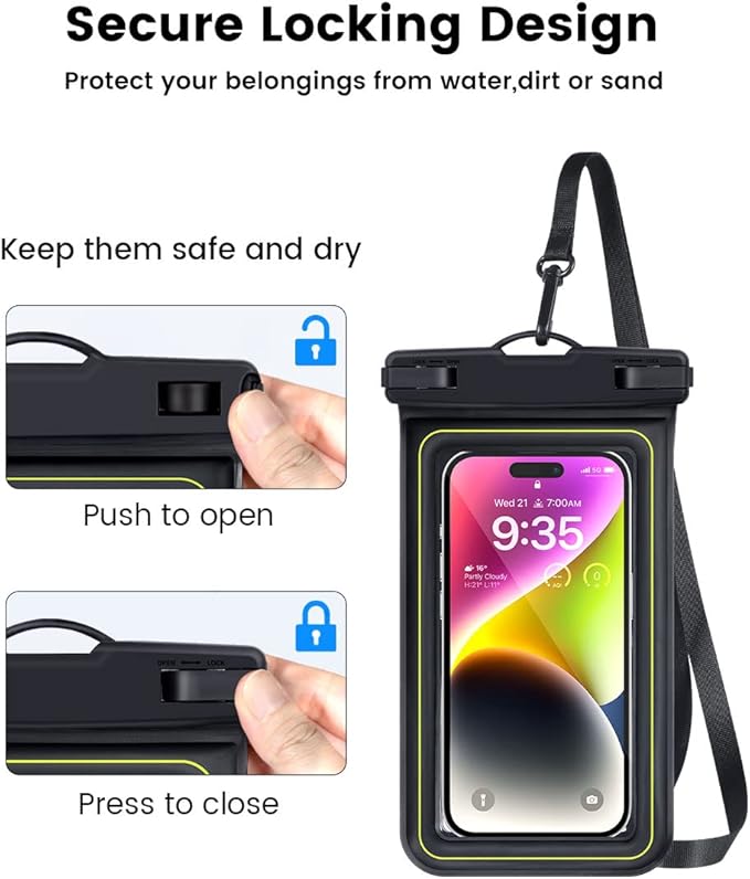 IP68 Waterproof Phone Pouch, Floating Waterproof Phone Case for iphone 16 15 14 13 Pro Max Xs Plus Galaxy S24+ S23 Pixel 8 with Detachable Lanyard,Cellphone Dry Bags Beach Vacation Essentials -2 Pack