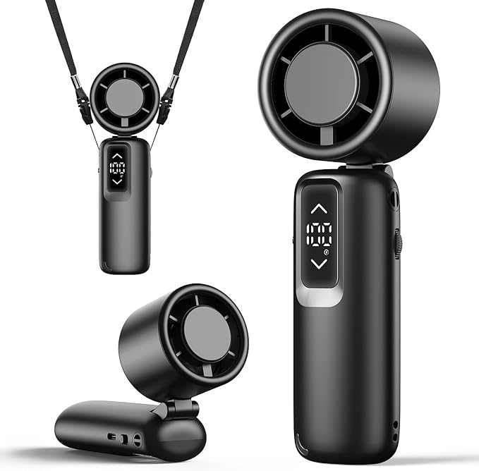 Guirngou Portable Handheld Turbo Fan, 1-100 Gear Wind, Battery Operated, Up to 23 Working Hours, 3 IN 1 Personal Fan with Air Turbo Tech, Cooling Essentials for Indoor/Outdoor