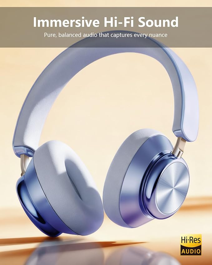 Wentronic Y03 Bluetooth Headphones Wireless Active Noise Cancelling Over Ear Headphones 48 Hours Playtime High Sound Quality 6 EQ Music Mode Headphones with Soft Ear Cushion - Blue