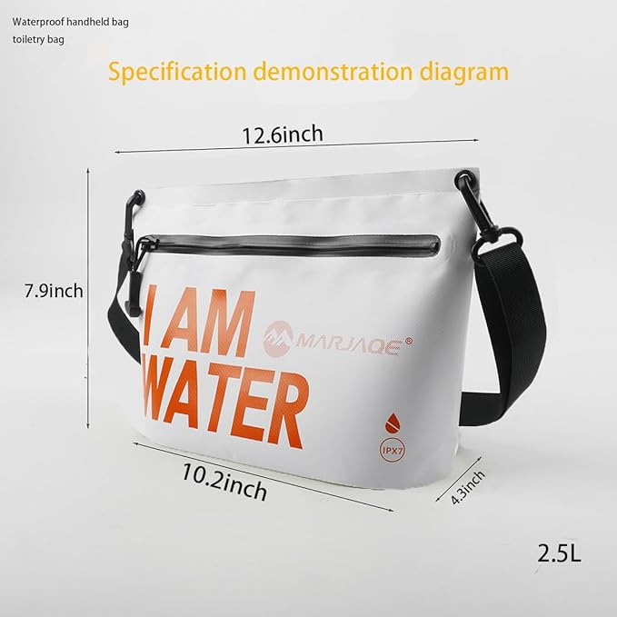 IPX7 Waterproof Dry Bag 2.5L Floating PVC Dry Sack with Waterproof Zipper Shoulder Strap for Kayaking Swimming Beach Travel Boating Camping Hiking Canoeing Paddleboarding Water Sports (white)