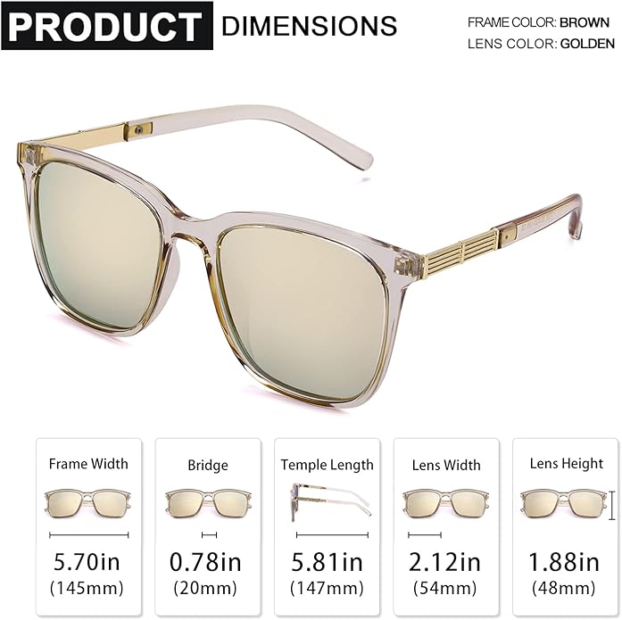 SIPHEW Oversized Square Sunglasses for Women|Lightweight Fashion Sunglasses 100% UV400 Protection|Trendy Mirrored Shade
