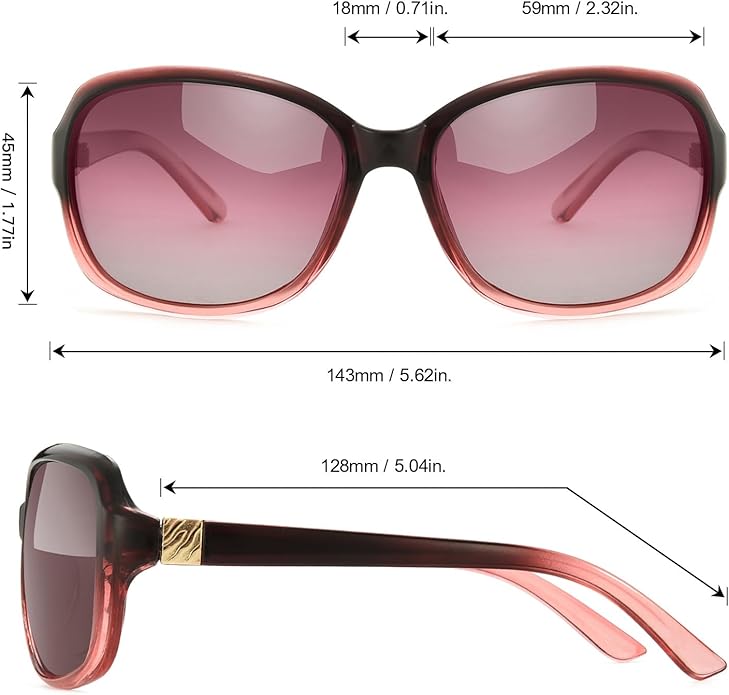 SIPHEW Polarized Sunglasses for Women | Vintage Square Sunglasses w UV400 Protection | Womens Wraparound Shade