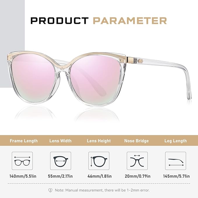 Trendy Cat Eye Sunglasses for Women Fashion Cateye UV400 Protection Glasses CL22017