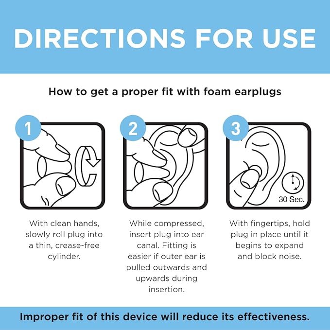 Amazon Basic Care Soft Foam Earplugs, 100 Count (1 Pack of 50 Pairs)