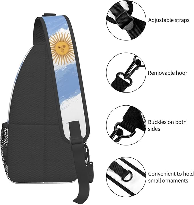 Argentina Flag Sling Bag Multipurpose Crossbody Sling Backpack Travel Cycling Hiking Shoulder Bag For Women Men