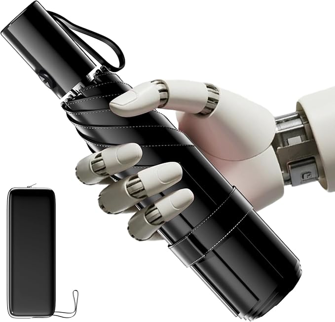 Automatic Mini Travel Windproof Folding Umbrella - UV Protection, Instant Open/Close for Rain/Sun, Small Compact Lightweight Design Fits in Tote Bag/Travel Case/Backpack for Commute, Women & Men