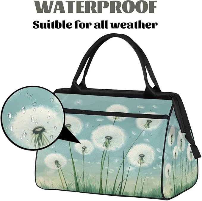 Large Travel Duffle Bag for Women Men,Waterproof Weekender Overnight Bag Carry on Tote Bags for Gym Sport Business Trip,Dandelions Plant Duffel Bags