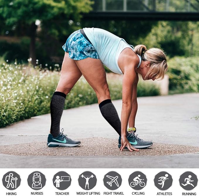 Graduated Copper Compression Socks for Men & Women Circulation 8 Pairs 15-20mmHg - Best for Running Athletic Cycling