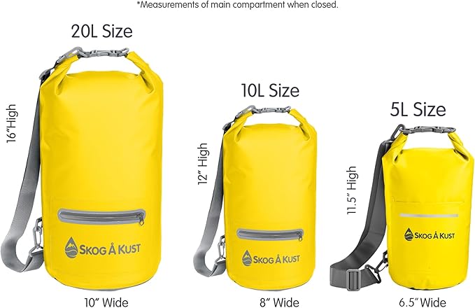 Skog Å Kust DrySak - Roll Top Waterproof Bag for Travel & Outdoors - 5, 10 & 20 Liter sizes