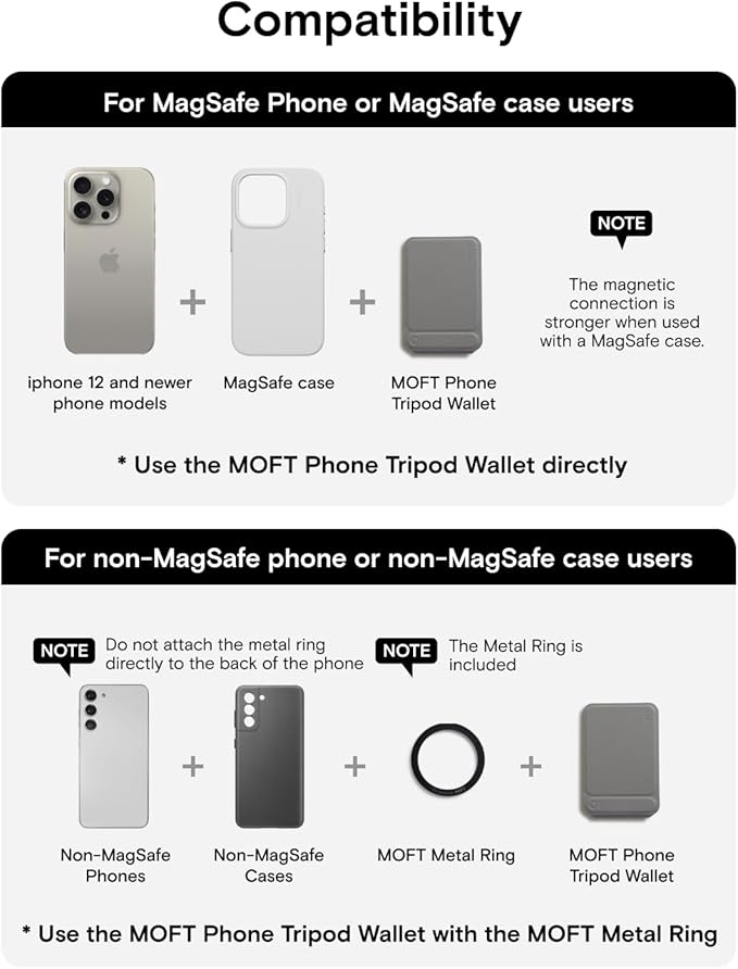 MOFT Phone Tripod Wallet, 3 in 1 Phone Stand Wallet, NFC-Supported Magnetic Phone Stand, MOVAS Vegan Leather Adjustable Card Holder, Taupe