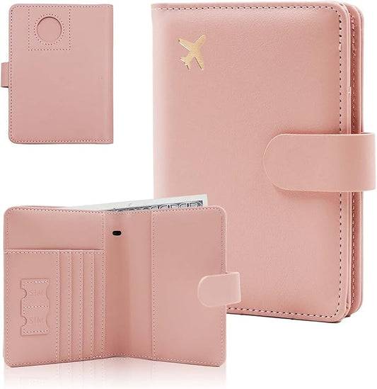 Melsbrinna Premium Leather Passport Holder Covers Case, Waterproof Rfid Blocking Travel Wallet Passport Holder with Pen Holder, Cute Passport Book for Women/Men