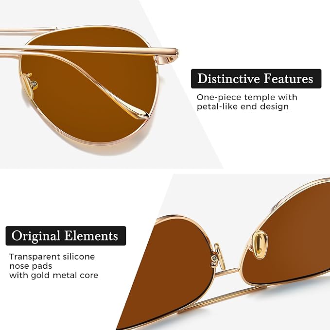 SUNGAIT Women's Lightweight Oversized Aviator Sunglasses - Classic Style Polarized Lens