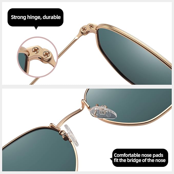 MEETSUN Polarized Hexagon Sunglasses for Women Men Polygon Square Sun Glasses UV400 Protection Metal Frame