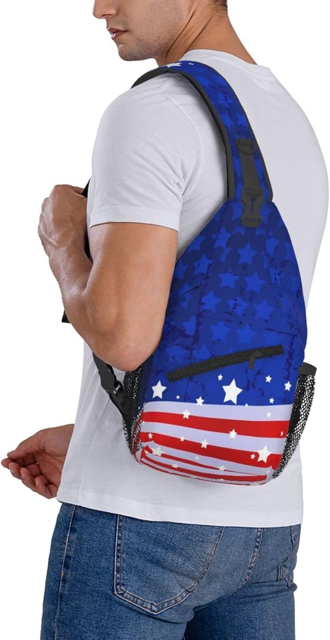American Flag Sling Bag Multipurpose Crossbody Sling Backpack Travel Cycling Hiking Shoulder Bag For Women Men