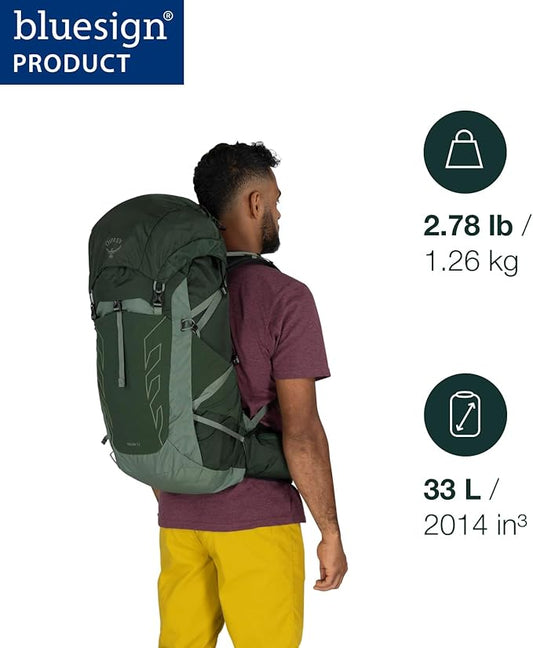 Osprey Talon 33L Men's Lightweight Hiking Backpack - Daypack for Travel & Camping, Scoria Blue/Night Shift