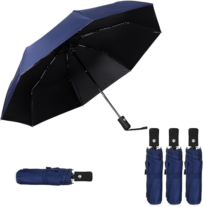 Kajaia 4 Pack Umbrellas Compact Windproof, Automatic Open and Close Folding Rain Umbrella Collapsible for Men Women Travel