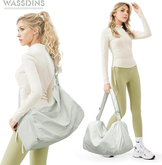 Small Gym Bag with Shoe Compartment, Workout Sport Duffle Bag for Women Travel, Waterproof Shoulder Overnight Bags Lightweight Carry on Tote Bags for Swim, Yoga, Dance