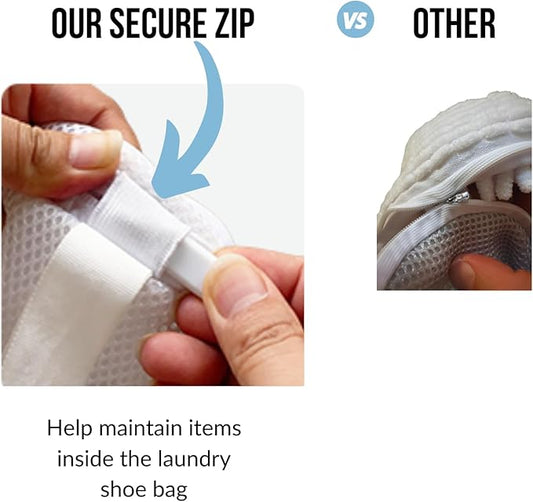 Shoe Washing Machine Bag for 1 Large Pair Shoes – Eliminate Sports Shoe Odor with Reusable Laundry Shoe Bags and Protect Clothes - White Mesh Shoe Bag for laundry items