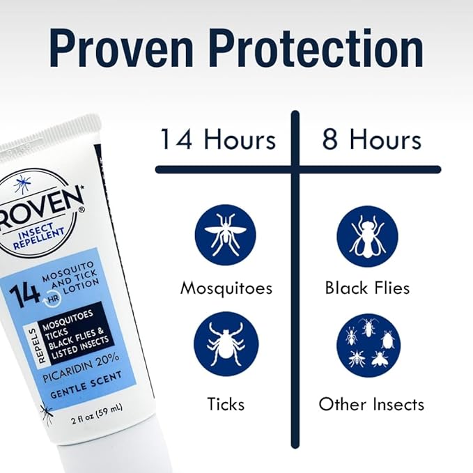 Proven Insect Repellent Lotion, Keep Mosquitoes, Ticks and Flies Off, DEET Alternative Repellent, Up to 14-Hour Protection, Great for Camping or Hiking, 2 Ounce, Gentle Scent Lotion, 2 Pack