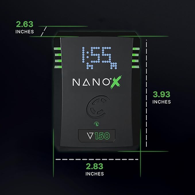 CoreSWX LLC CORE NANOV150X, 150wh Micro Sized V-Mount Smart Battery Pack, 14.8v 10.2Ah. 12A Draw with EmLED® Fuel Gauge, USBCPD and Ptap