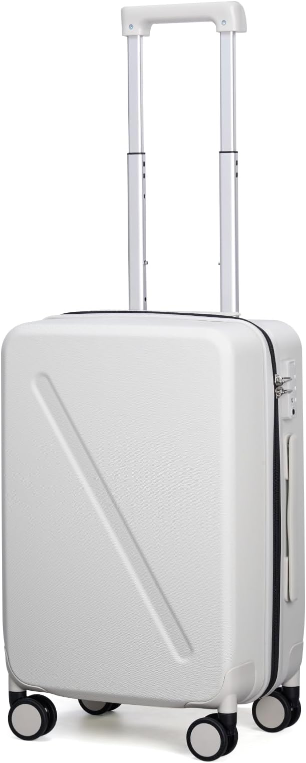 MILADA Carry On Luggage With Wheels 20 inch Carry On Suitcase Travel Luggage With TSA Approved Carry On Luggage Hard Case Luggage Carry On Bag For Women Men Business, Smoke White