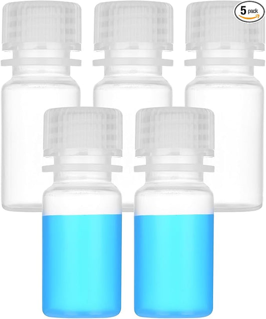 0.5oz/15ml Plastic Sample Bottles with caps, Wide Mouth Reagent Bottle with Lids Leak Proof Containers Water Sample Bottles for Laboratories, Travel(5Pcs)