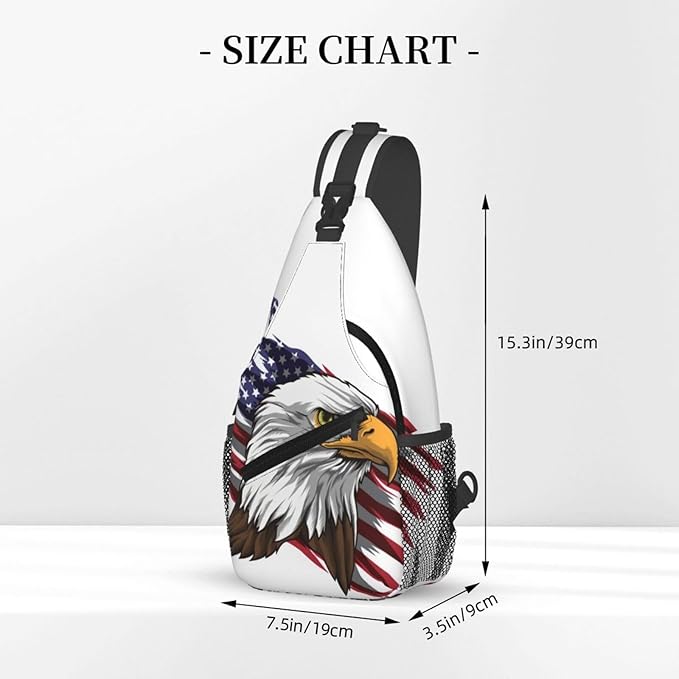 Eagle American Flag Sling Bag Multipurpose Crossbody Sling Backpack Travel Cycling Hiking Shoulder Bag For Women Men