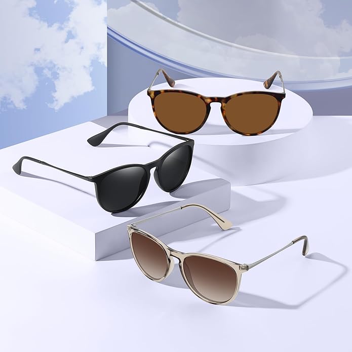 Retro sunglasses womens 2024 trendy round classic glasses