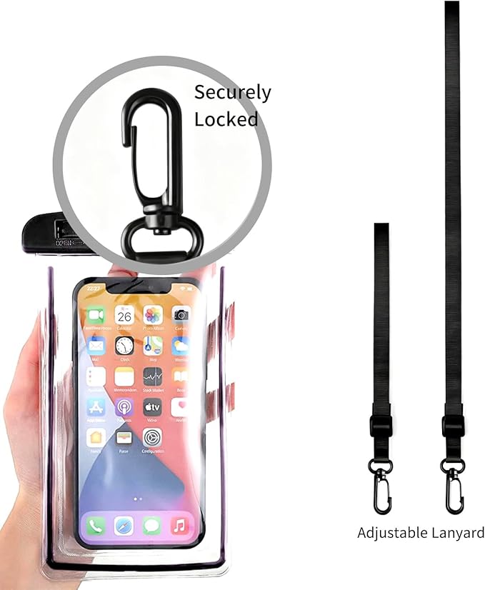 Phone Waterproof Pouch 2Pack, IPX8 Certified Waterproof Phone Case Dry Bag with Lanyard for iPhone 17 16 15 14 13 Pro Max Samsung Galaxy, Beach Cruise Travel Snorkeling Essentials Black