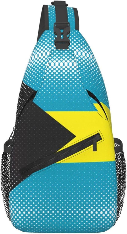 Bahamas Flag Sling Bag Multipurpose Crossbody Sling Backpack Travel Cycling Hiking Shoulder Bag For Women Men