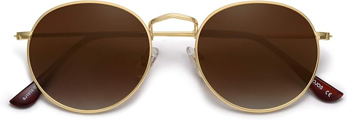 SOJOS Small Round Polarized Sunglasses for Women Men Classic Vintage Retro Shades UV400 SJ1014