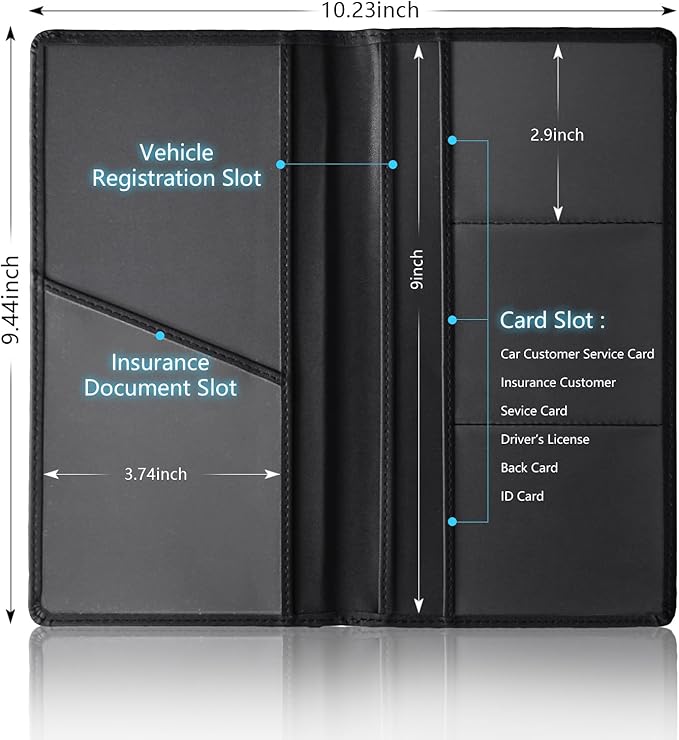 Leather Car Registration and Insurance Cards Holder Compatible with Dodge Challenger Charger SRT RAM Auto Accessories, Vehicle Glove Box Car Organizer with Magnetic Shut, Documents License