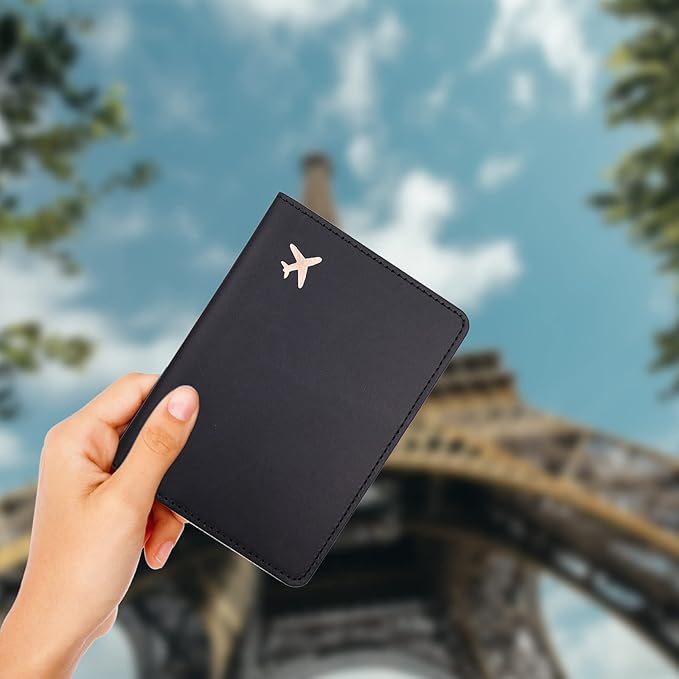 Deziliao Passport Holder,Passport Holder Card Slots, Passport and Vaccine Card Holder Combo, Cute Passport cover for Women and Men, with Waterproof Rfid Blocking, Passport Travel Wallet(Black)