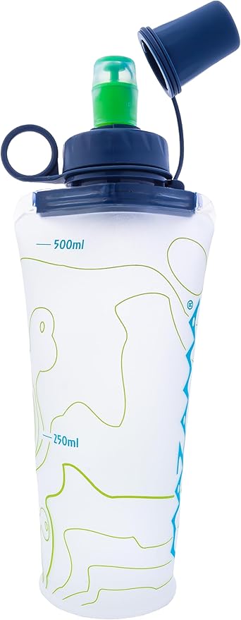 Aquabend Collapsible Soft Water Bottle Leakproof Bite Valve Reusable BPA-Free Ultralight Travel Water Bottle Flask for Running, Gym, Camping, Hiking, Travel, Sports. (500ml) Color May Vary