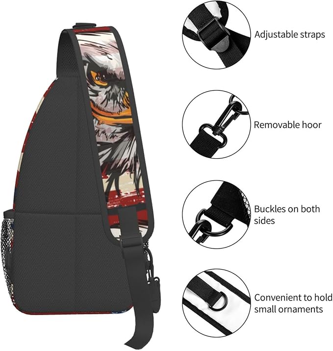 American Flag Sling Bag Multipurpose Crossbody Sling Backpack Travel Cycling Hiking Shoulder Bag For Women Men