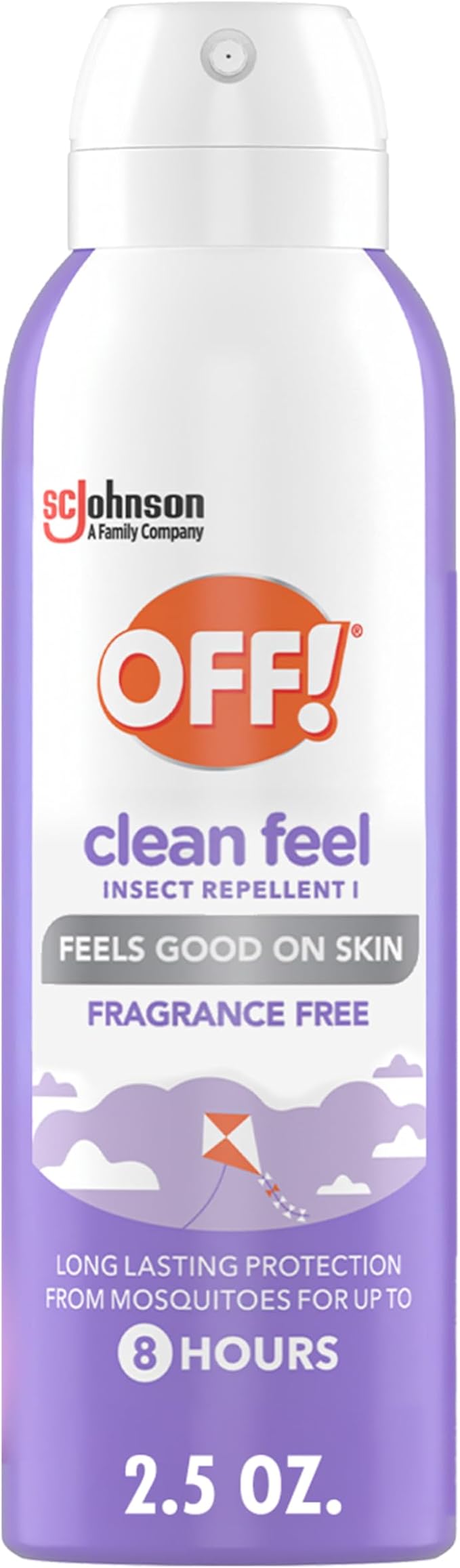 OFF! Clean Feel Insect Repellent Aerosol with 20% Picaridin - Long-Lasting DEET-Free Protection from Mosquitoes, Fragrance-Free Pest Control for Ticks & Flies, Camping, Travel Size Bug Spray - 2.5 oz