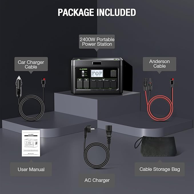 2400W Portable Power Station 1843Wh Solar Generator, Home Battery Backup, LiFePO4 Battery Supply with 12 Outlets(2400W AC Outlets,4800W Peak), USB-C PD100W,2Hrs Fast Charge, RV Travel