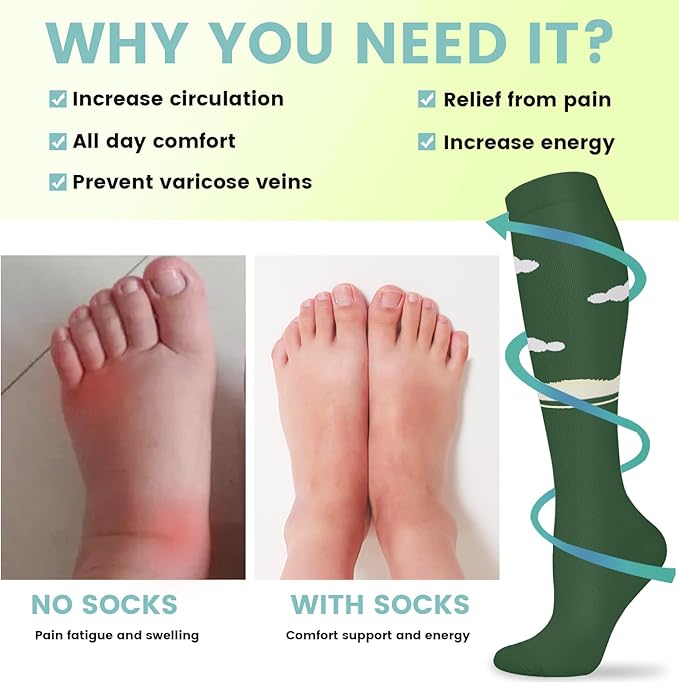 Copper Compression Socks 15-20 mmHg for Men & Women 8 Pairs – Circulation Support for Nurses, Travel, Running, Hiking, Soccer