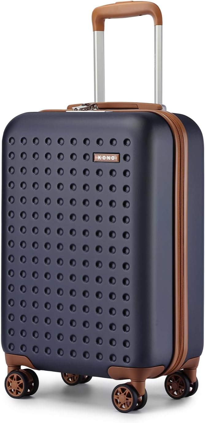 Kono Carry On Luggage 22x14x9 Airline Approved Lightweight Hardside Suitcase with Spinner Wheels & Built-in TSA Lock (Navy, 20 Inch)